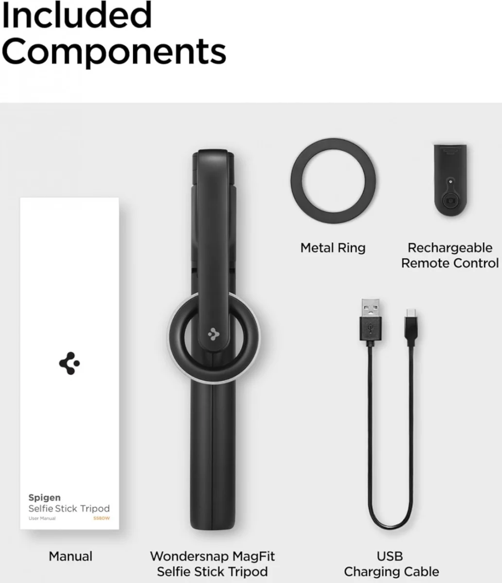 Spigen S580W MagSafe Bluetooth Selfie Stick / Tripod Statief Zwart afbeelding 8