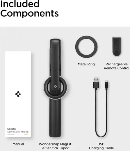 Spigen S580W MagSafe Bluetooth Selfie Stick / Tripod Statief Zwart afbeelding 8