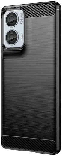 Motorola Moto G85 Hoesje Geborsteld TPU Flexibele Back Cover Zwart afbeelding 2
