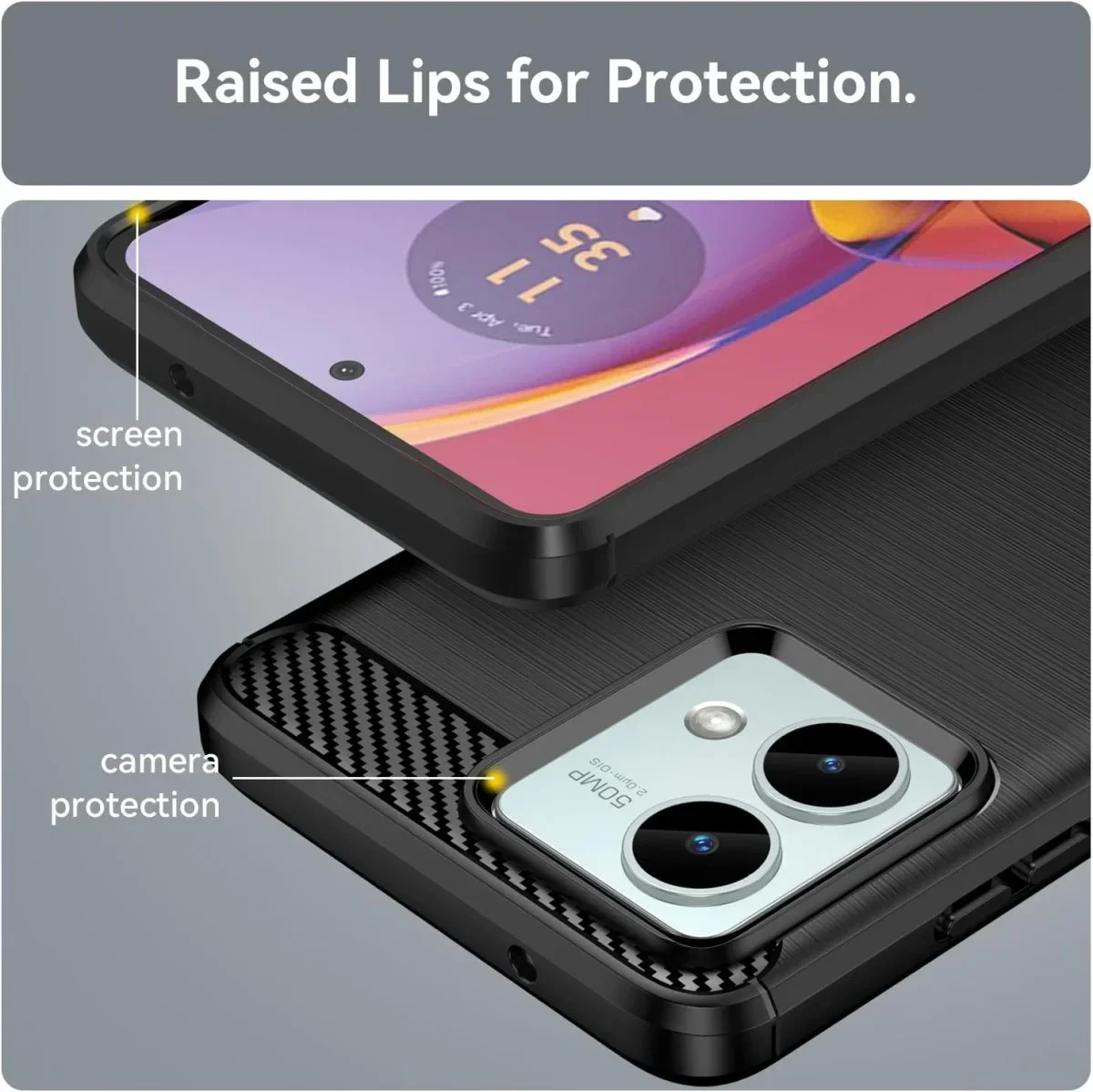 Motorola Moto G85 Hoesje Geborsteld TPU Flexibele Back Cover Zwart afbeelding 5