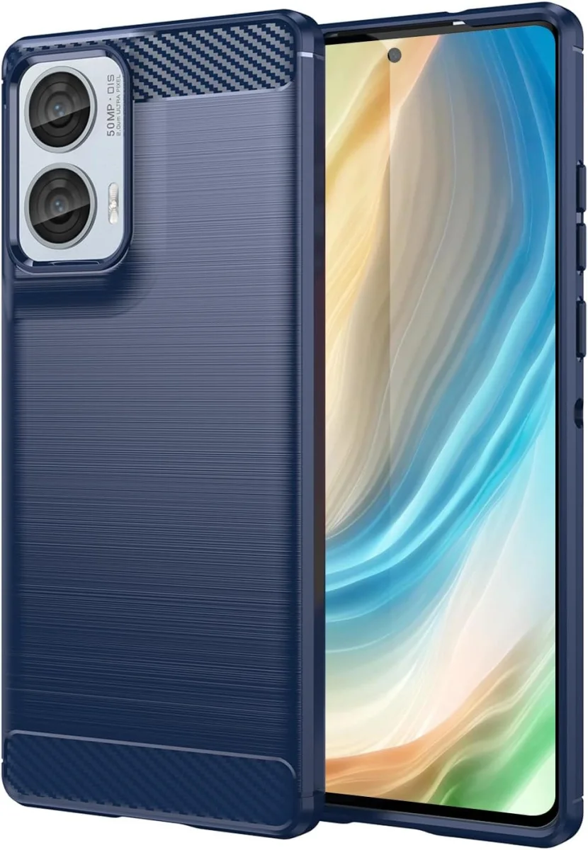 Motorola Moto G85 Hoesje Geborsteld TPU Flexibele Back Cover Blauw afbeelding 1