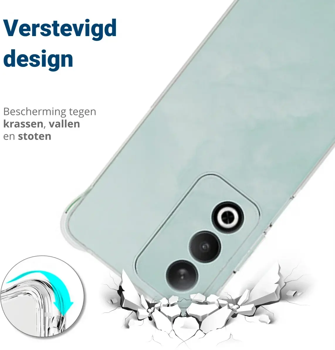 Oppo A80 Hoesje Schokbestendig en Dun TPU Back Cover Transparant afbeelding 2