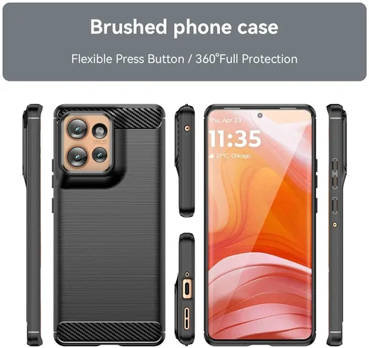 Motorola Moto Edge 50 Hoesje Geborsteld TPU Flexibele Back Cover Zwart afbeelding 4