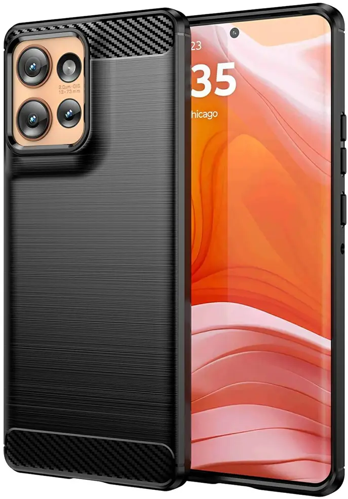 Motorola Moto Edge 50 Hoesje Geborsteld TPU Flexibele Back Cover Zwart afbeelding 1