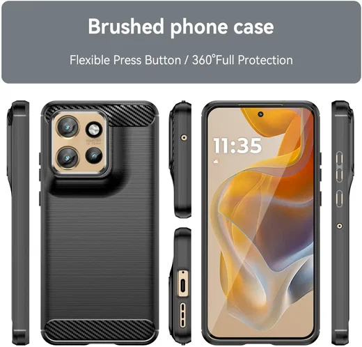 Motorola Edge 50 Neo Hoesje Geborsteld TPU Flexibele Back Cover Zwart afbeelding 8