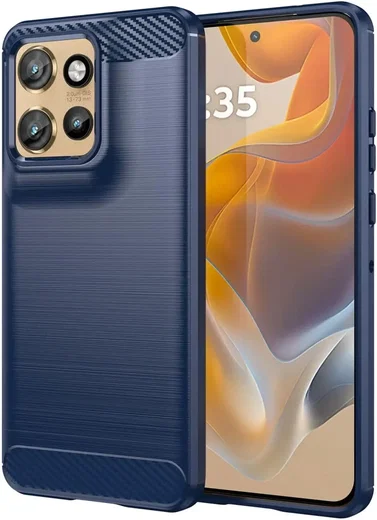 Motorola Edge 50 Neo Hoesje Geborsteld TPU Flexibele Back Cover Blauw afbeelding 1