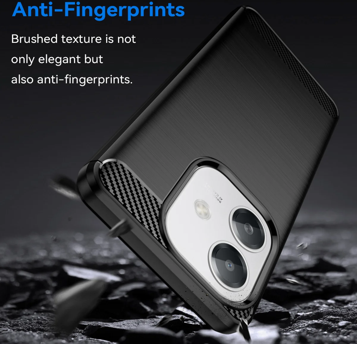 Oppo A60 5G / A40 / A40m Hoesje Geborsteld TPU Flexibele Back Cover Zwart afbeelding 2
