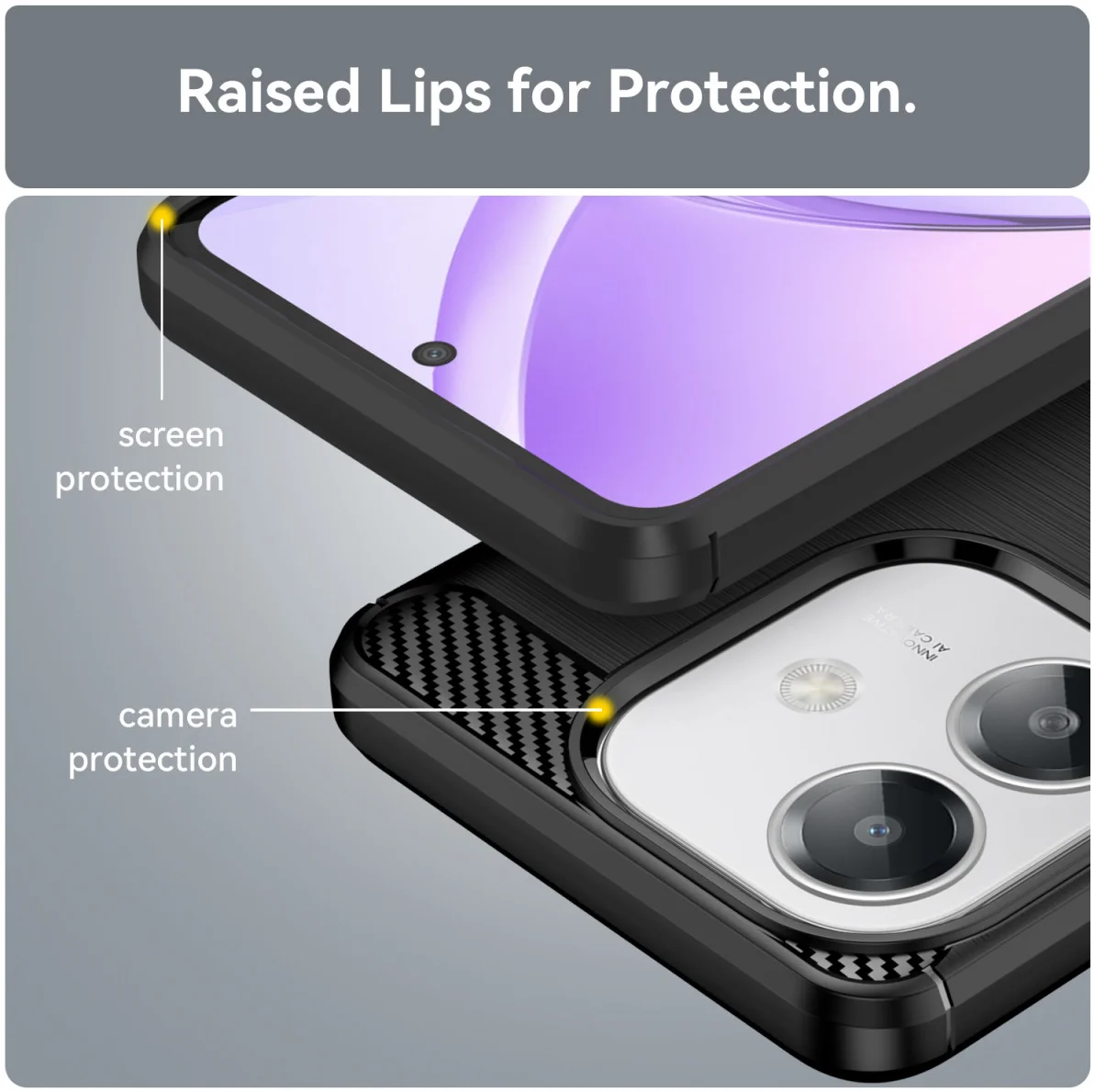 Oppo A60 5G / A40 / A40m Hoesje Geborsteld TPU Flexibele Back Cover Zwart afbeelding 6