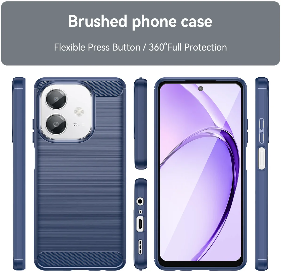 Oppo A60 5G / A40 / A40m Hoesje Geborsteld TPU Flexibele Back Cover Blauw afbeelding 8