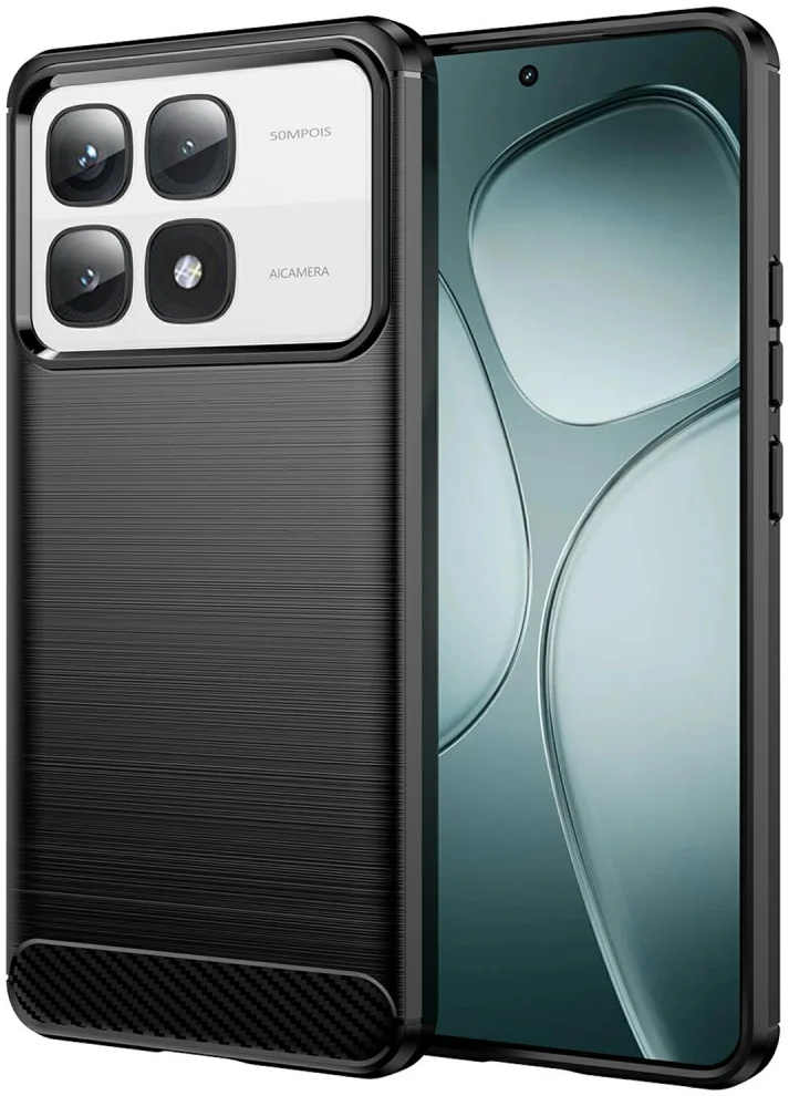 Xiaomi 14T Pro Hoesje Geborsteld TPU Flexibele Back Cover Zwart afbeelding 1