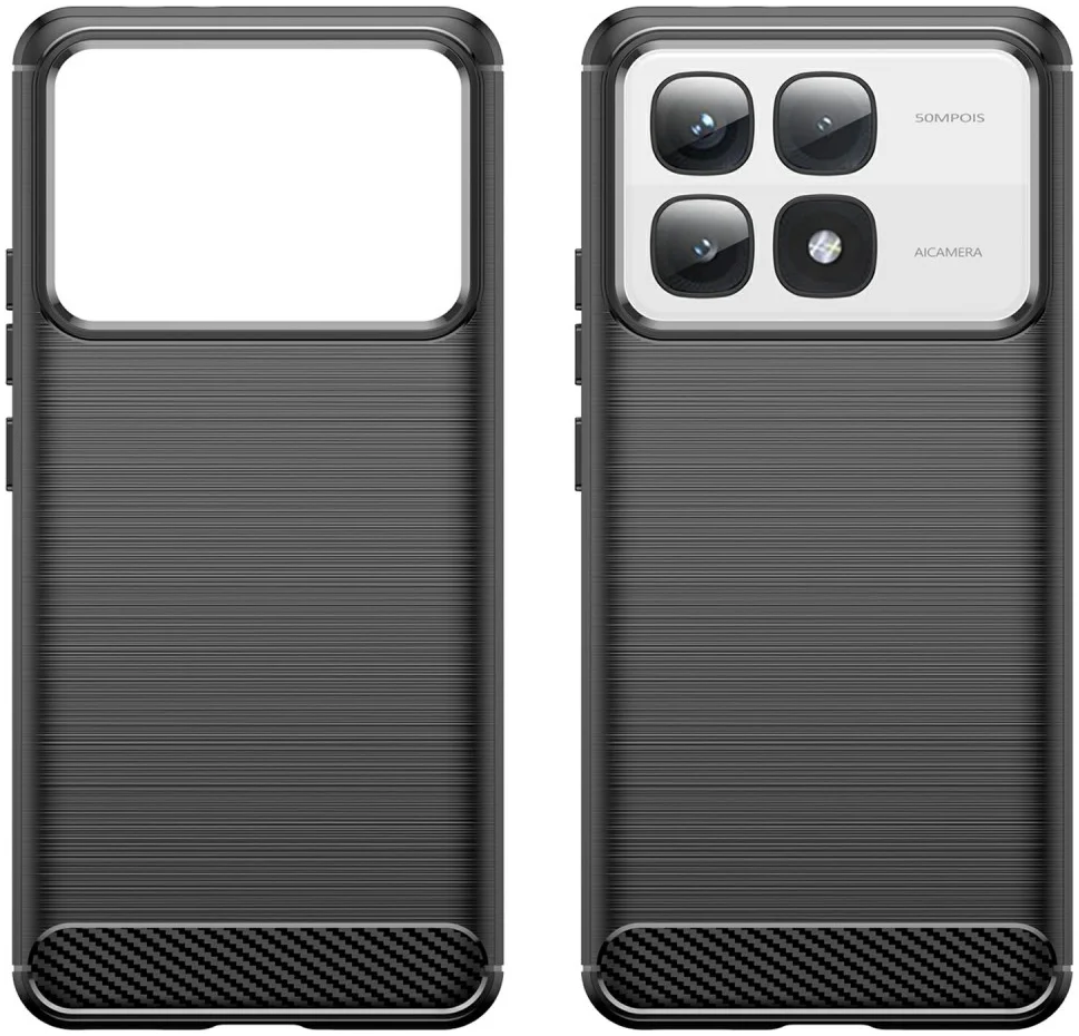 Xiaomi 14T Pro Hoesje Geborsteld TPU Flexibele Back Cover Zwart afbeelding 2