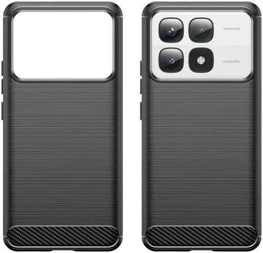 Xiaomi 14T Pro Hoesje Geborsteld TPU Flexibele Back Cover Zwart afbeelding 2