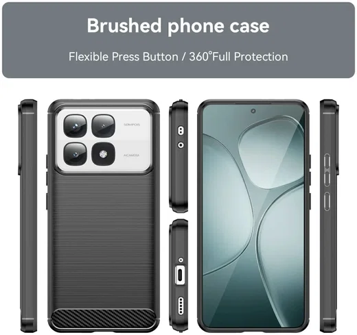 Xiaomi 14T Pro Hoesje Geborsteld TPU Flexibele Back Cover Zwart afbeelding 4