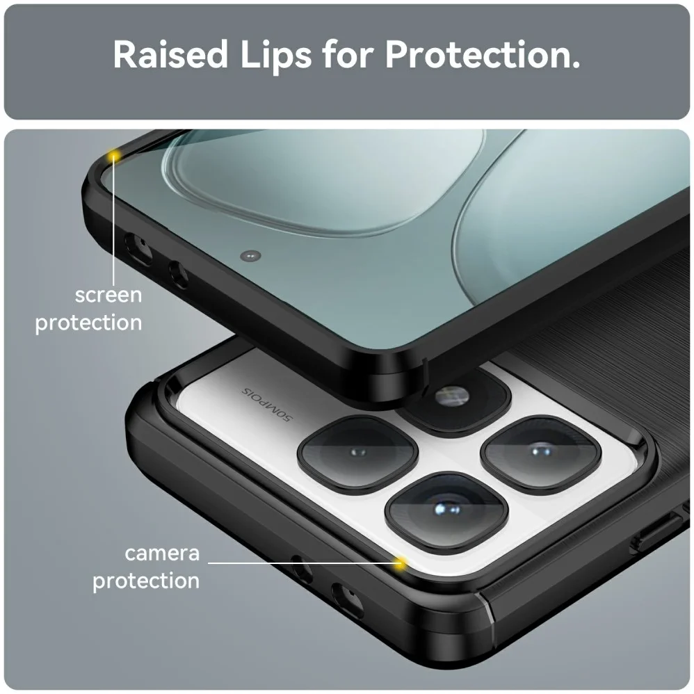 Xiaomi 14T Pro Hoesje Geborsteld TPU Flexibele Back Cover Zwart afbeelding 8