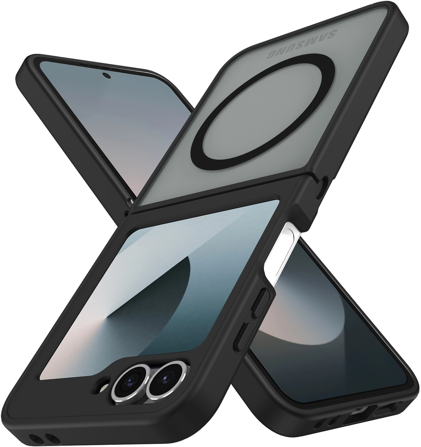 Samsung Galaxy Z Flip 7 FE / 6 Hoesje met MagSafe Back Cover Matte Zwart afbeelding 2