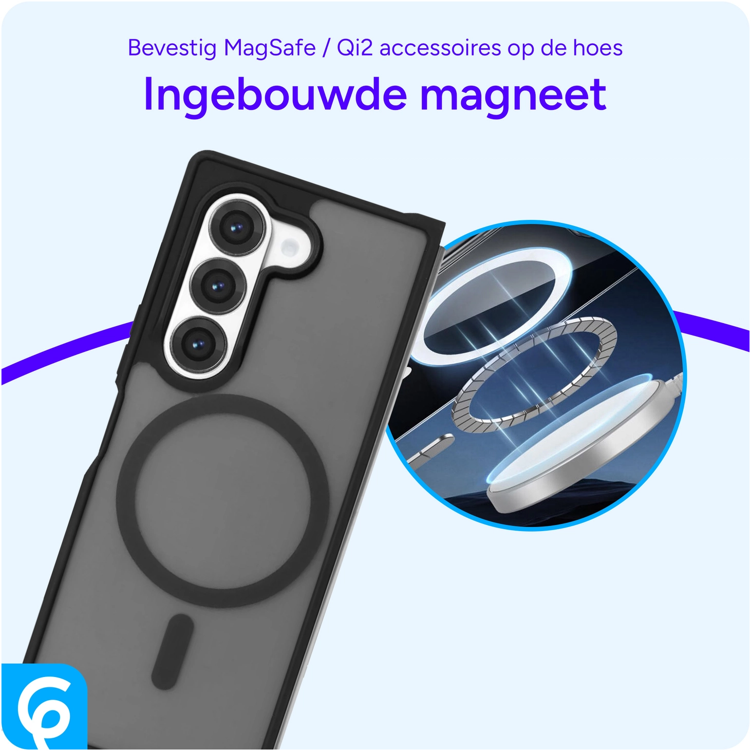Samsung Galaxy Z Fold 6 Hoesje met MagSafe Back Cover Matte Zwart afbeelding 4