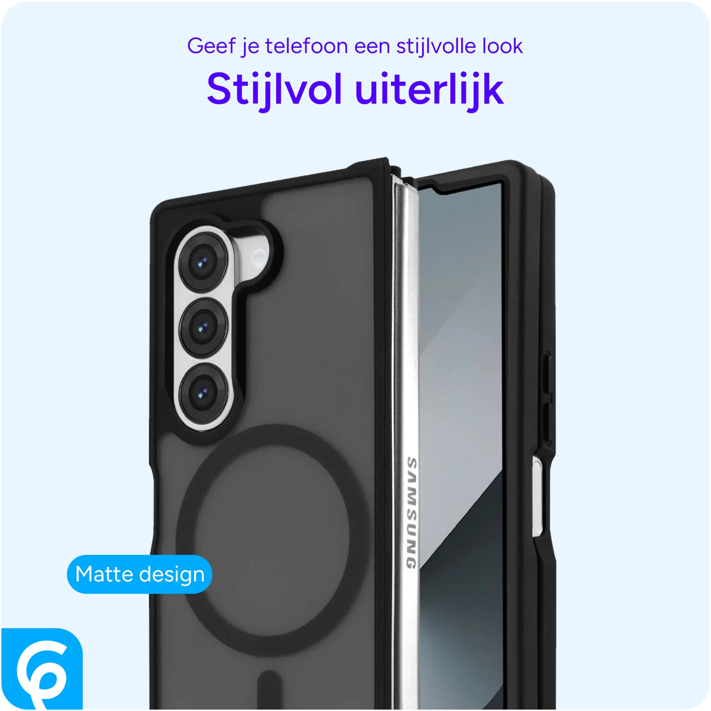 Samsung Galaxy Z Fold 6 Hoesje met MagSafe Back Cover Matte Zwart afbeelding 6