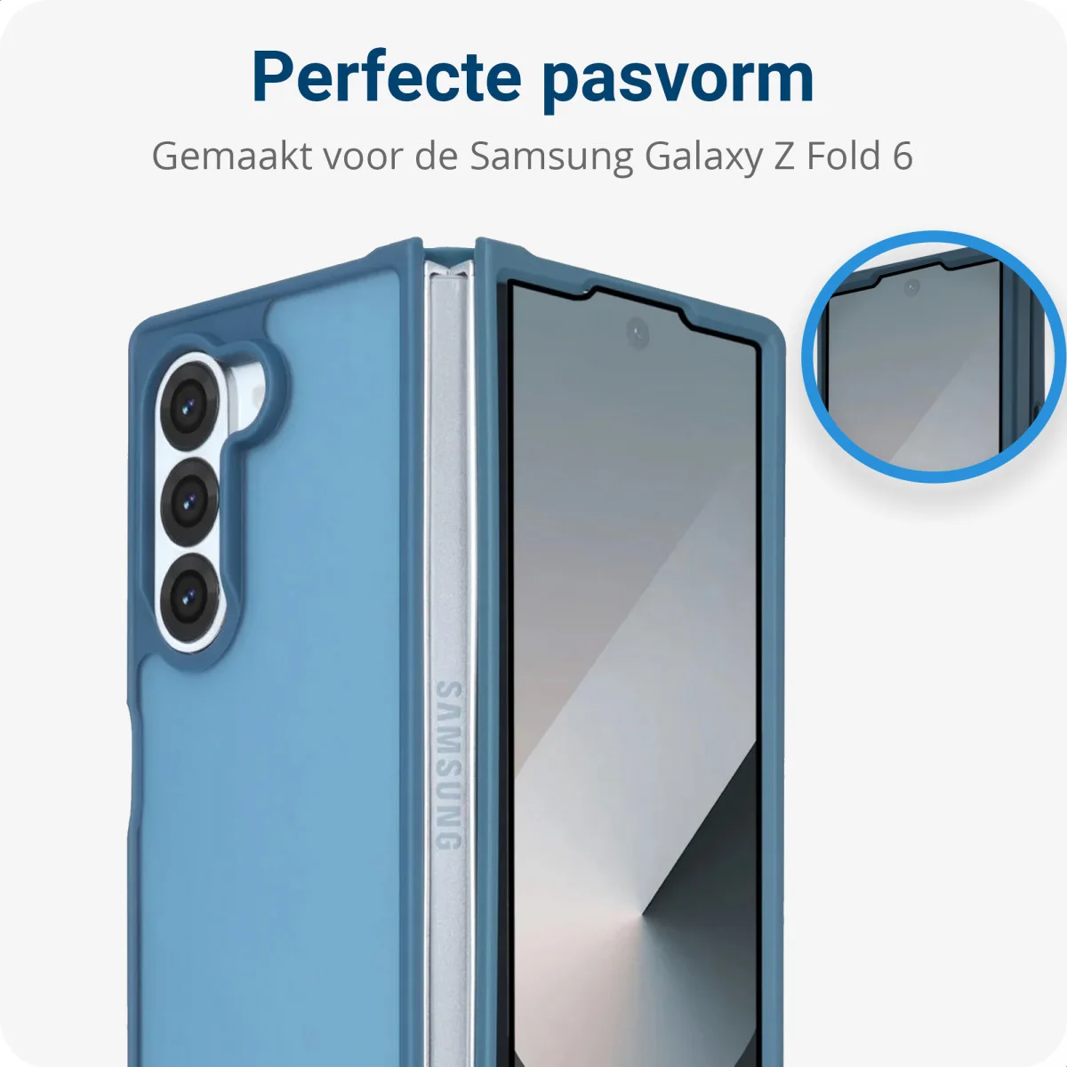 Samsung Galaxy Z Fold 6 Hoesje Back Cover Matte Blauw afbeelding 5