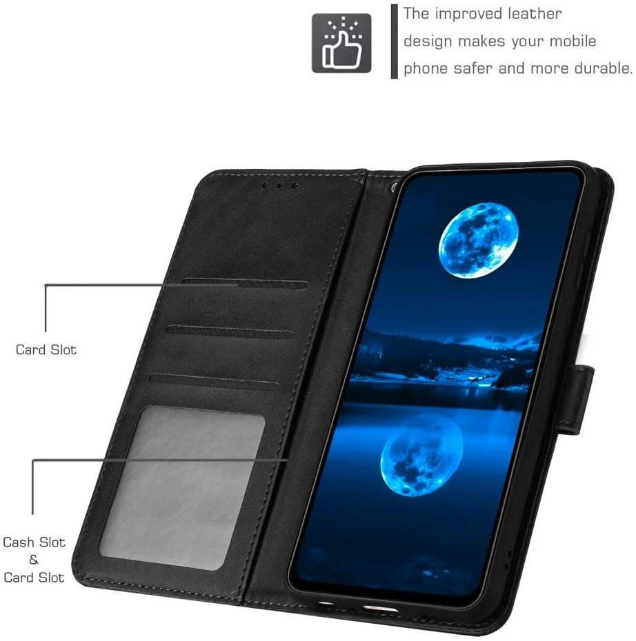 Oppo A60 4G Hoesje Wallet Book Case Kunstleer Zwart afbeelding 3