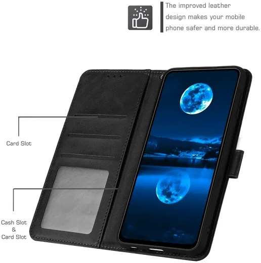 Oppo A60 4G Hoesje Wallet Book Case Kunstleer Zwart afbeelding 3