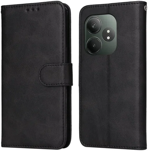 Realme GT 6 Hoesje Wallet Book Case Kunstleer Zwart afbeelding 2