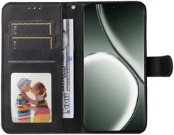 Realme GT 6 Hoesje Wallet Book Case Kunstleer Zwart afbeelding