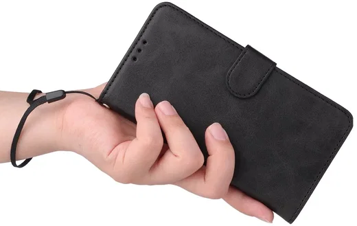 Realme GT 6 Hoesje Wallet Book Case Kunstleer Zwart afbeelding 6