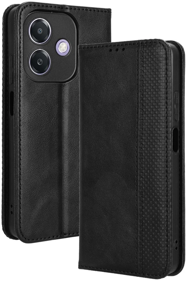 Oppo A60 5G / A40 / A40m Hoesje Wallet Book Case Kunstleer Zwart afbeelding 1
