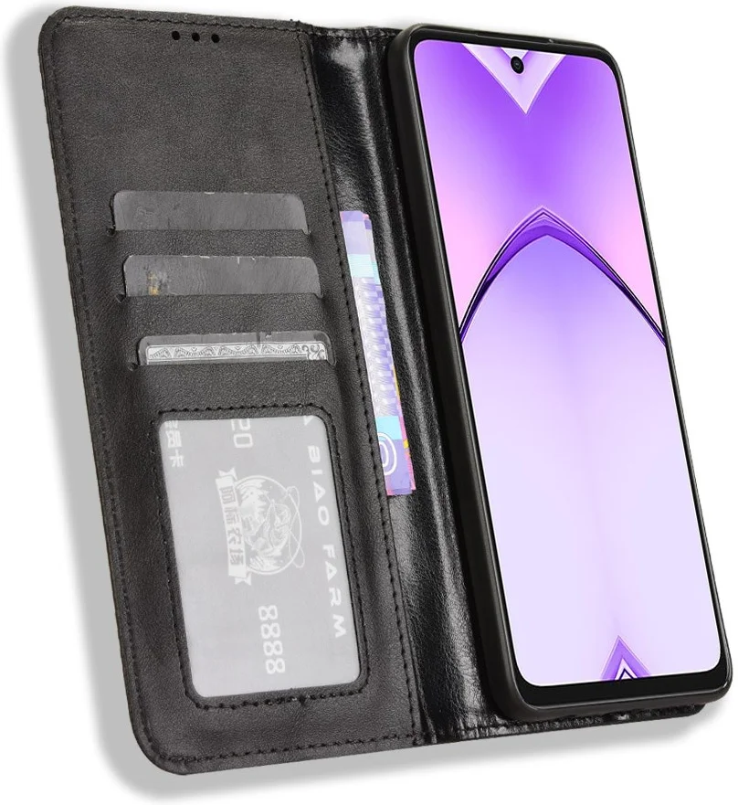 Oppo A60 5G / A40 / A40m Hoesje Wallet Book Case Kunstleer Zwart afbeelding 2