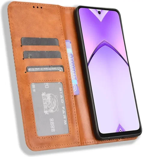 Oppo A60 5G / A40 / A40m Hoesje Wallet Book Case Kunstleer Bruin afbeelding 2
