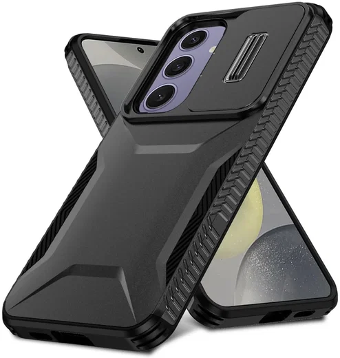 Samsung Galaxy S24 FE Hoesje Camera Slider Back Cover Schokbestendig Zwart afbeelding 2