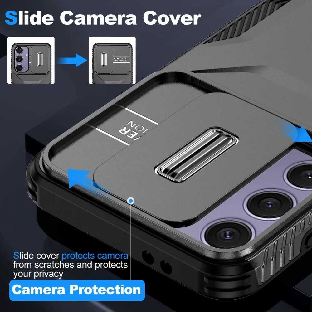 Samsung Galaxy S24 FE Hoesje Camera Slider Back Cover Schokbestendig Zwart afbeelding 3