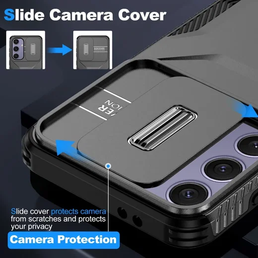 Samsung Galaxy S24 FE Hoesje Camera Slider Back Cover Schokbestendig Zwart afbeelding 3