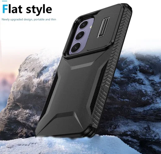 Samsung Galaxy S24 FE Hoesje Camera Slider Back Cover Schokbestendig Zwart afbeelding 5