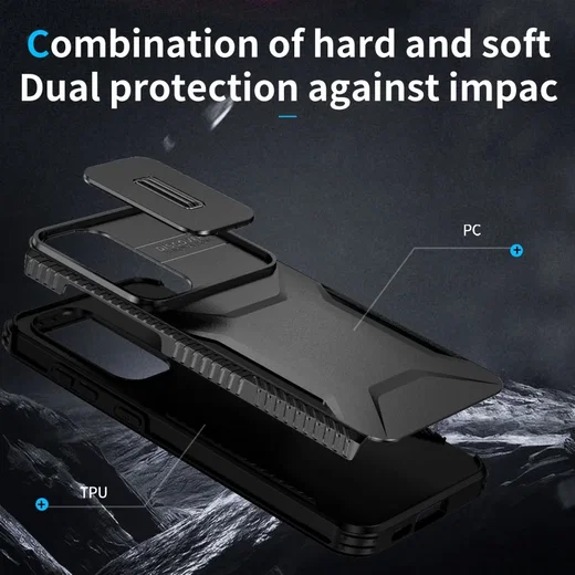 Samsung Galaxy S24 FE Hoesje Camera Slider Back Cover Schokbestendig Zwart afbeelding 7