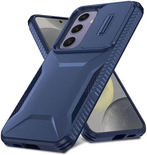 Samsung Galaxy S24 FE Hoesje Camera Slider Back Cover Schokbestendig Blauw afbeelding 2
