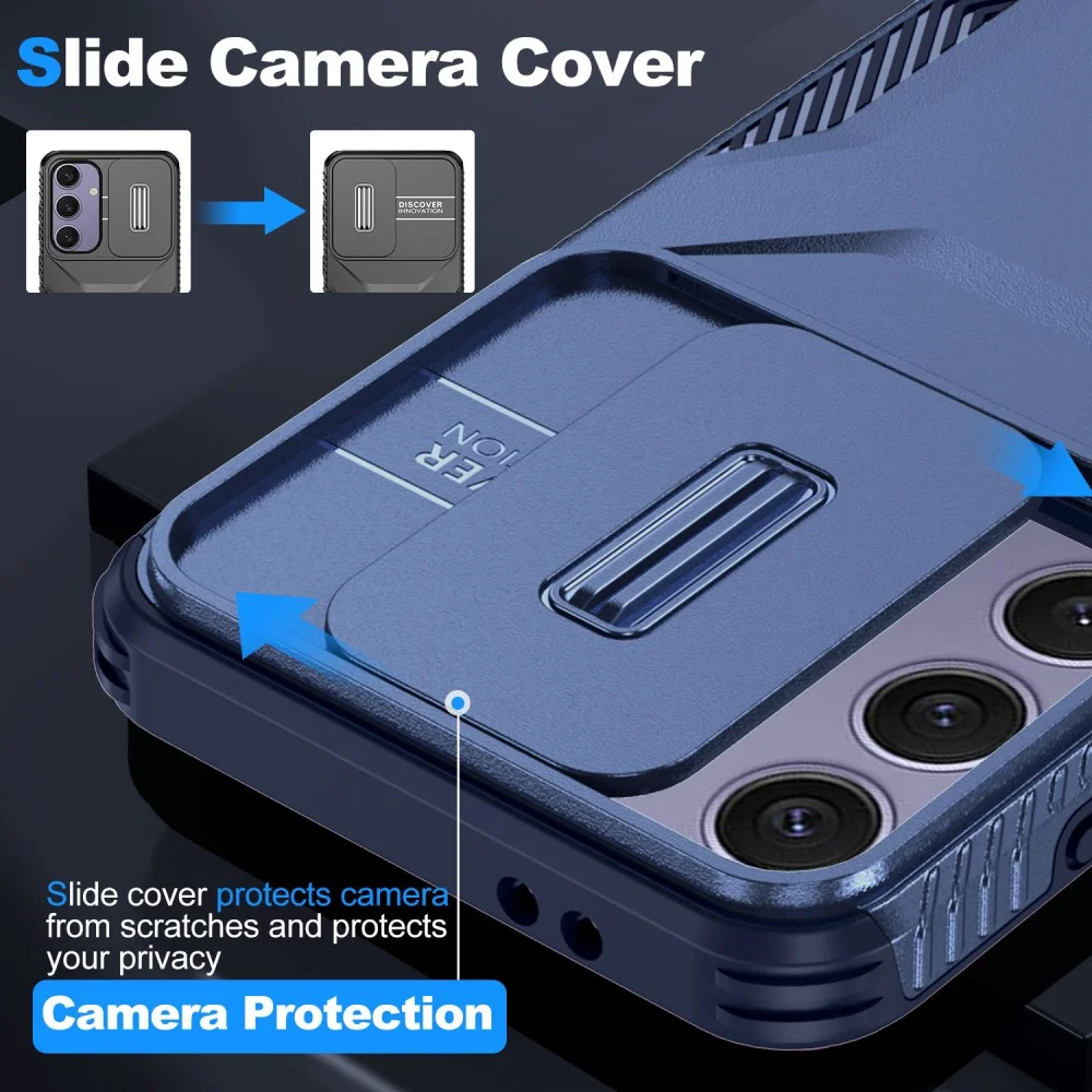 Samsung Galaxy S24 FE Hoesje Camera Slider Back Cover Schokbestendig Blauw afbeelding 3