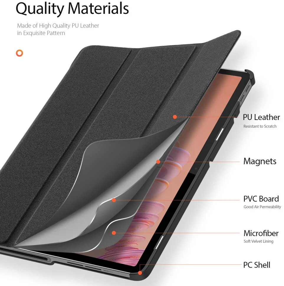 Dux Ducis Domo Lenovo Tab Plus Hoes Tri-Fold Book Case Zwart afbeelding 7