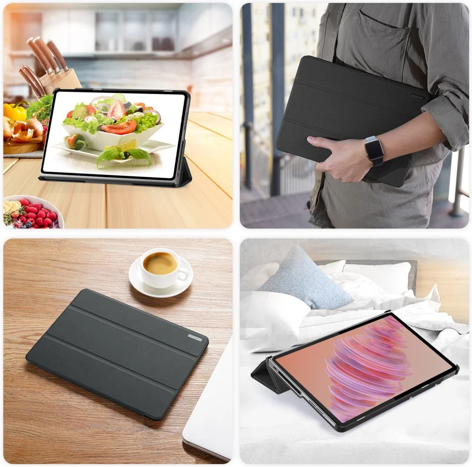 Dux Ducis Domo Lenovo Tab Plus Hoes Tri-Fold Book Case Zwart afbeelding 8