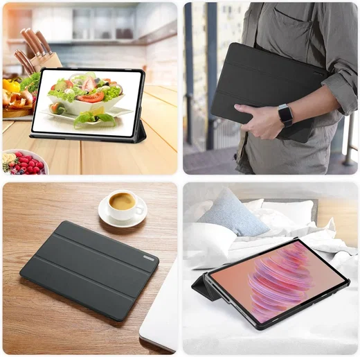 Dux Ducis Domo Lenovo Tab Plus Hoes Tri-Fold Book Case Zwart afbeelding 8