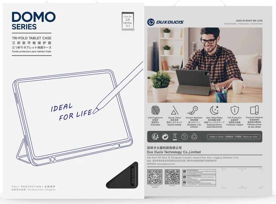 Dux Ducis Domo Lenovo Tab Plus Hoes Tri-Fold Book Case Zwart afbeelding 9