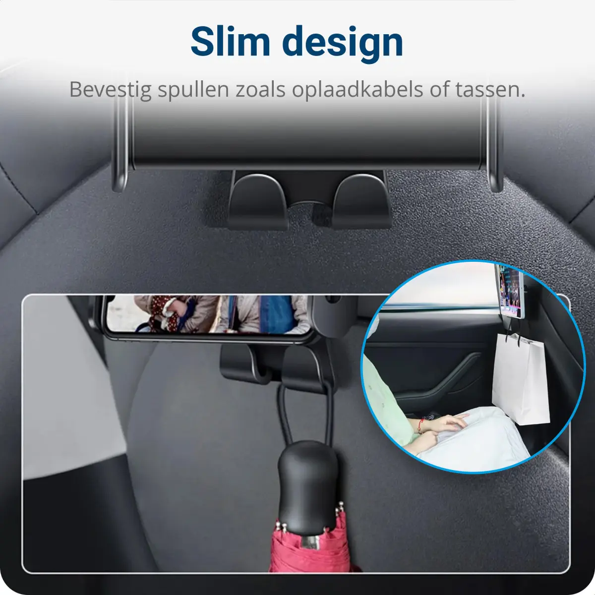 Tesla Model 3 2017-2022/Model Y 2021-2022 Hoofdsteun Houder Telefoon/Tablet/iPad afbeelding 4