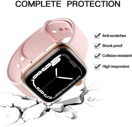 Apple Watch 11/10 42MM Hoesje TPU - Ingebouwde Screen Protector - Transparant afbeelding 3
