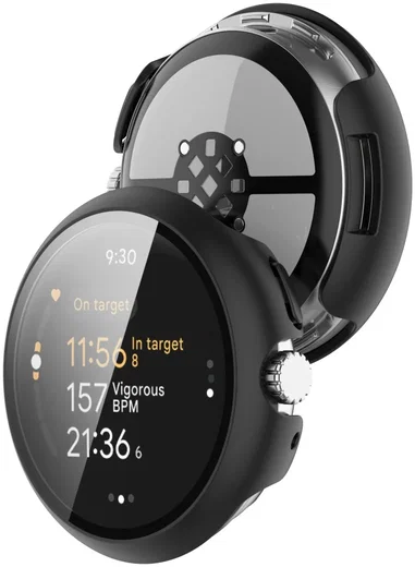 Google Pixel Watch 3 41MM Hoesje - Bumper Case met Tempered Glass - Zwart afbeelding 3
