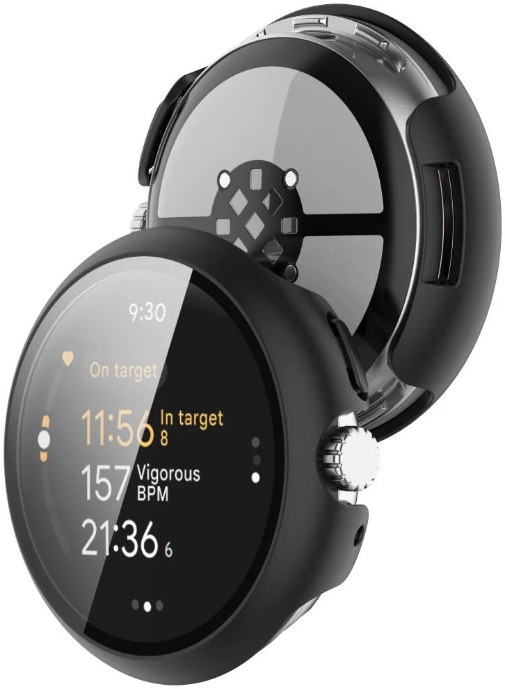 Google Pixel Watch 3 45MM Hoesje - Bumper Case met Tempered Glass - Zwart afbeelding 3