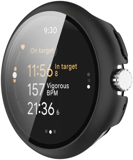 Google Pixel Watch 3 45MM Hoesje - Bumper Case met Tempered Glass - Zwart afbeelding 4