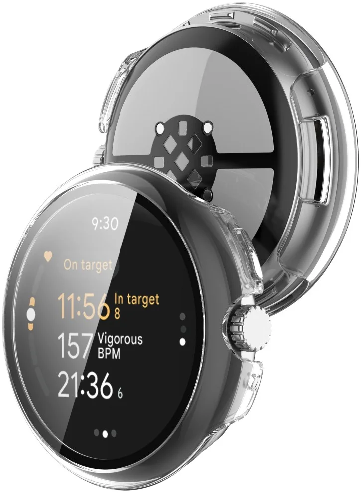 Google Pixel Watch 3 45MM Hoesje - Bumper Case met Tempered Glass - Transparant afbeelding 3