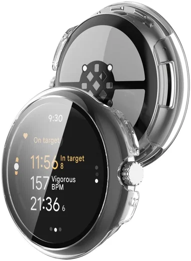 Google Pixel Watch 3 45MM Hoesje - Bumper Case met Tempered Glass - Transparant afbeelding 3