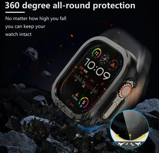 Apple Watch 11/10 46MM Hoesje Aluminium Bumper Frame Zwart afbeelding 6