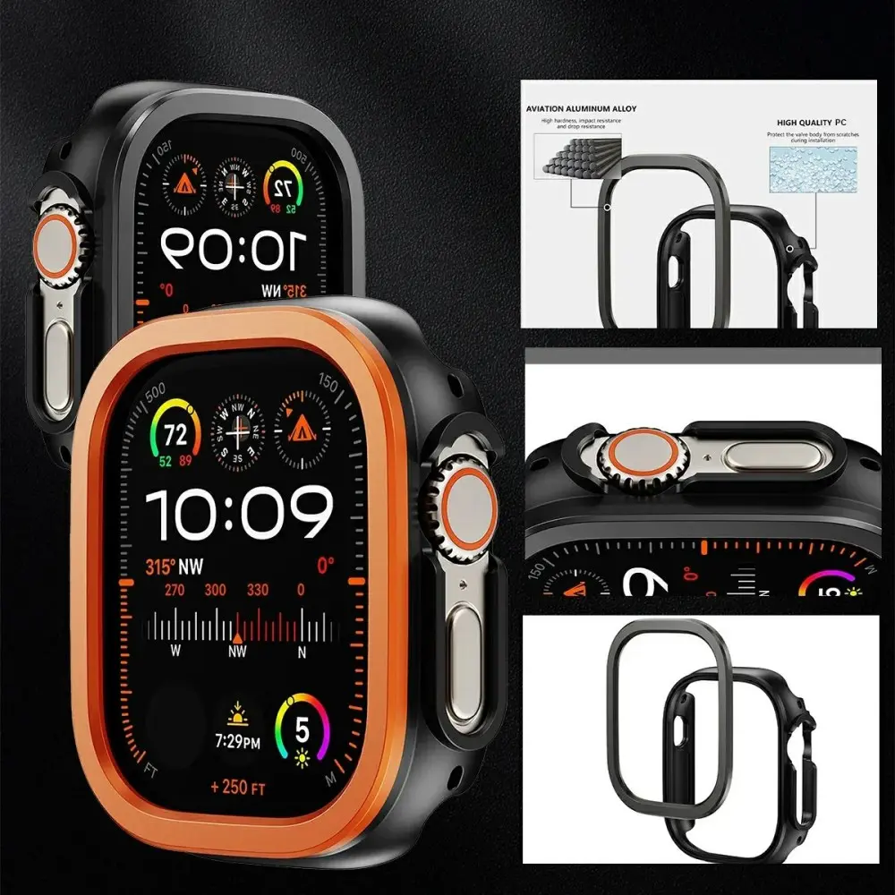 Apple Watch 11/10 46MM Hoesje Aluminium Bumper Frame Titanium Goud afbeelding 9